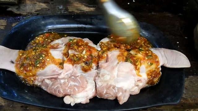Grilled Delicious Pig Tongue Cooked In A Traditional Way смотреть онлайн