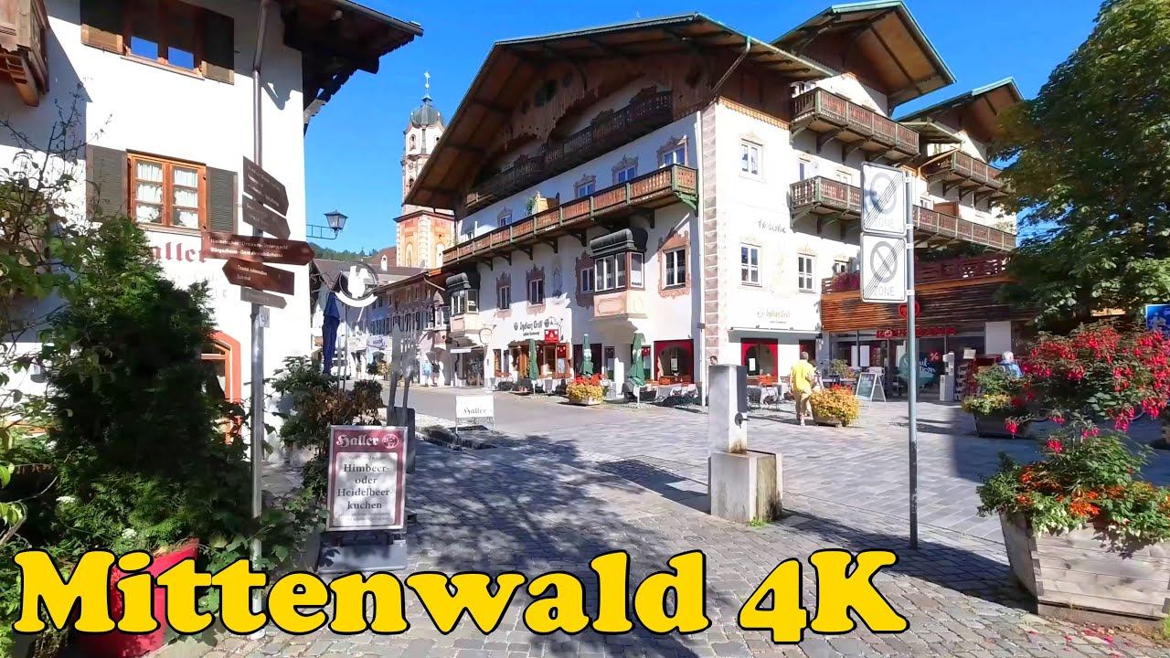 Mittenwald, Germany. Walking Tour [4K]. смотреть онлайн