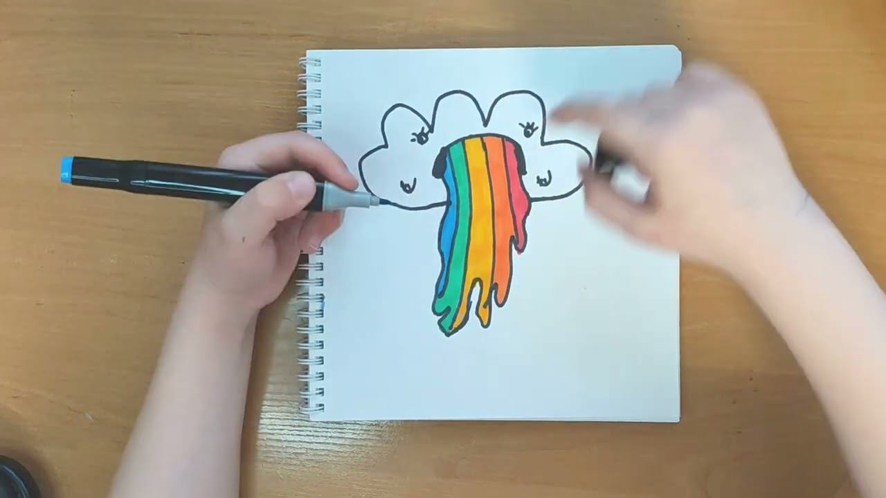 Как нарисовать облачко с радугой. смотреть онлайн
