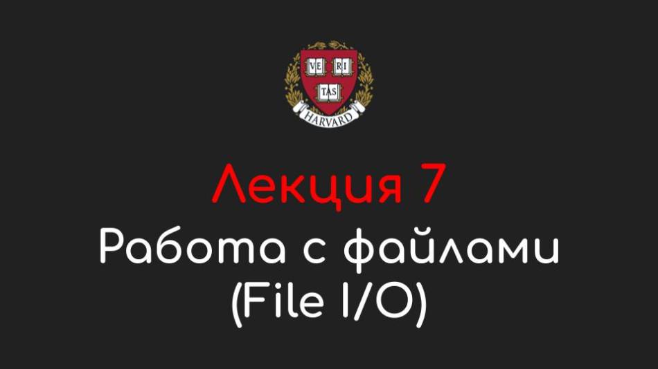 Лекция 7 - Работа с файлами (File I/O) - Программирование на Python, 2022 смотреть онлайн