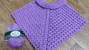 Пончо крючком красивым узором на любой размер. Бесплатный мастер класс.