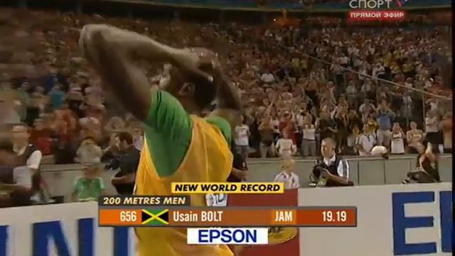 Usain Bolt 200 m New World Record 19,19 смотреть онлайн
