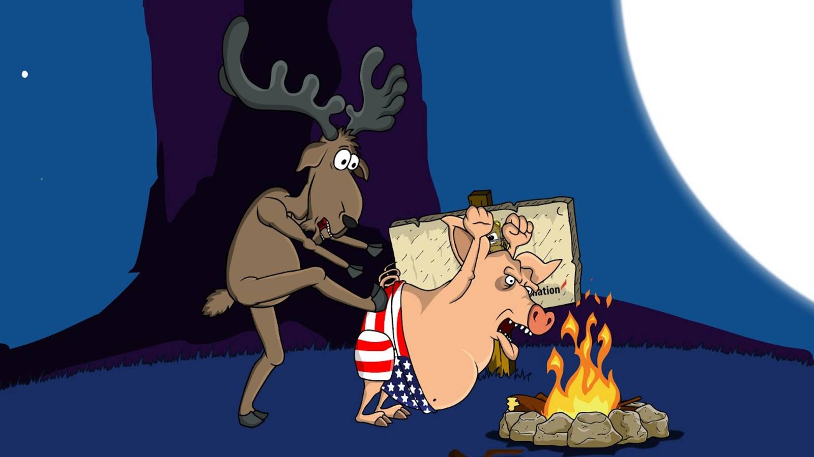 Анекдот про зверей. Как Лось Свина встретил. Мультанекдот смотреть онлайн