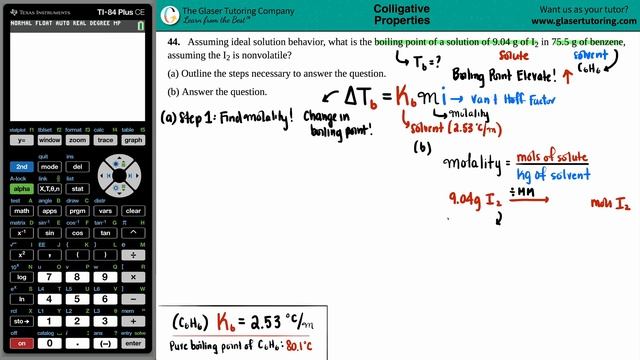 11.44 | Assuming ideal solution behavior, what is the boiling point of a solution of 9.04 g of I2 i смотреть онлайн