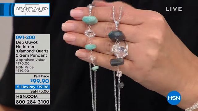 Deb Guyot 29.3ctw Labradorite and Herkimer Quartz Pendan... смотреть онлайн