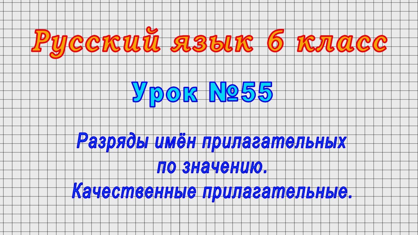 Русский язык 6 класс (Урок№55 - Разряды имён прилагательных по значению. Качественные прилагат.)