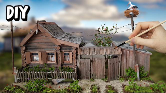 Деревянный деревенский домик из картона своими руками / DIY смотреть онлайн