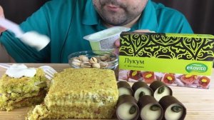 ASMR PISTACHIO PARTY (ICE CREAM, CHOCOLATE, CAKE, LOKUM, YOGURT) Eating Sounds *MUKBANG*NO TALKING