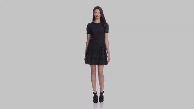 # Nicole Miller Women's Short Sleeve Fit and Flare Dress Black смотреть онлайн