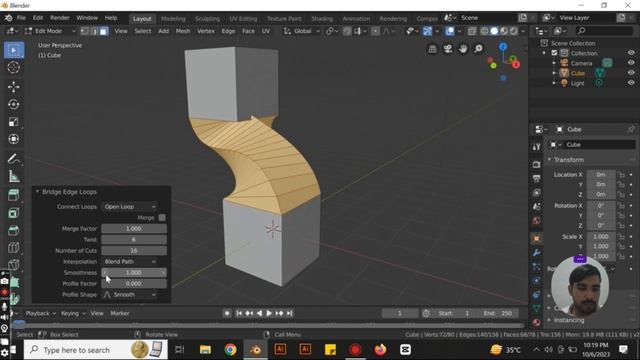 How to use bridge edge loop in blender | bridge edge loop | Blender tutorial смотреть онлайн