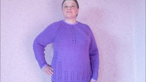 МК Пуловер цвета ТЕМНОЙ ФИАЛКИ спицами с круглой кокеткой. Бесшовное вязание сверху вниз.