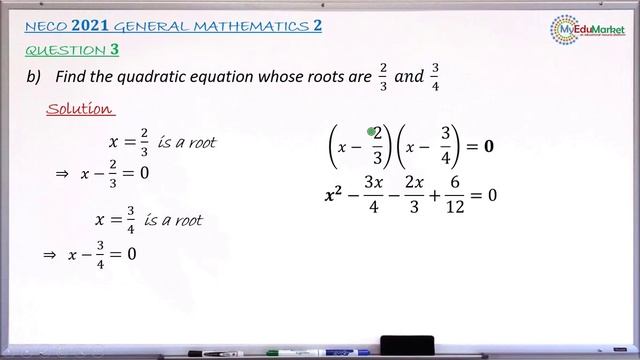 NECO 2021 Mathematics Essay Question 3(b) Solution and Marking Scheme | MyEduMarket смотреть онлайн