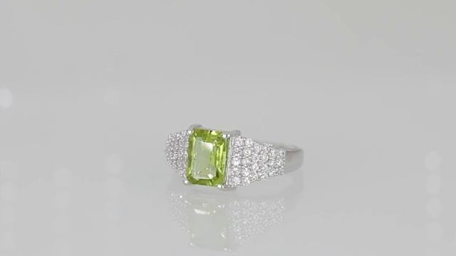Nigele - Сребърен пръстен с естествен Перидот 1.52 ct Цирконий R07885P | Perli.bg смотреть онлайн
