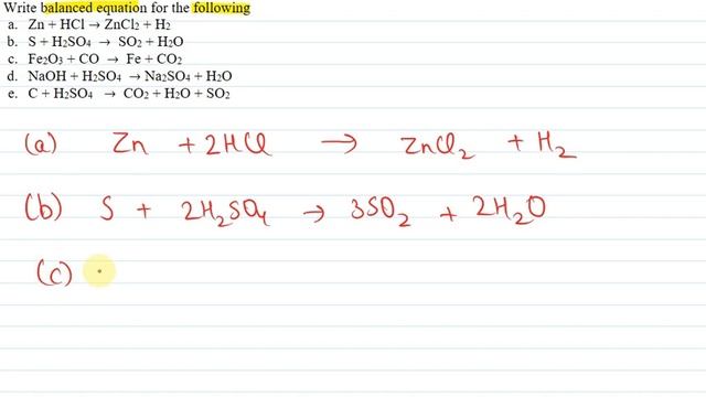 Write balanced equation for the following смотреть онлайн