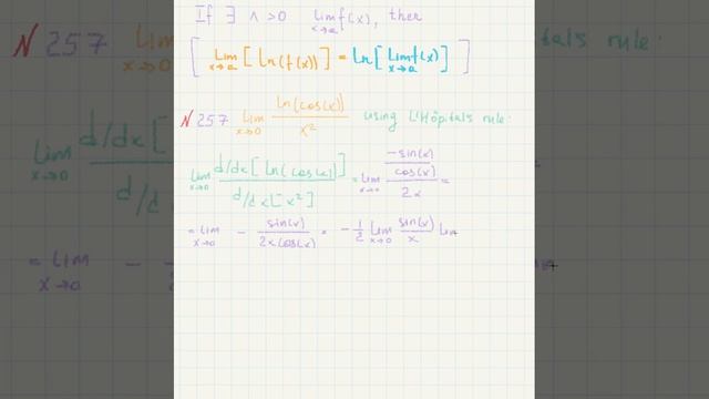 #257 ln(cos(x))/x^2 [Demidovich] смотреть онлайн