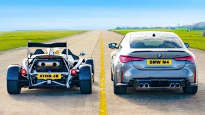 BMW M4 против Ariel Atom 4R： DRAG RACE / carwow- Русская версия