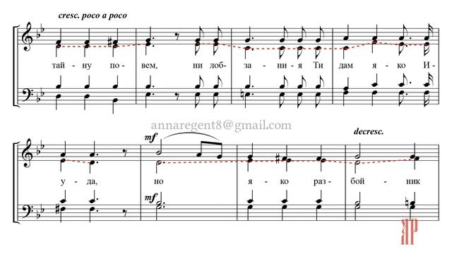 ВЕЧЕРИ ТВОЕЯ✨муз. А.Ф.ЛЬВОВА, перел. В.КОВАЛЬДЖИ - Альтовая партия смотреть онлайн