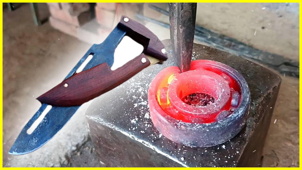 Складной нож оригинальной конструкции из старого подшипника! смотреть онлайн