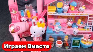 Игрушки мультики ! Кондитерская Хеллоу Китти ! Играем в кукольный домик Хеллоу Китти !