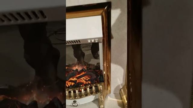 Электрокамин Ампир с барельефом в Золоте с мрамором Крема Нова смотреть онлайн