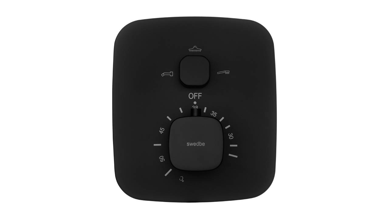 Распаковка черного встраиваемого термостатического смесителя Swedbe Platta 9032B смотреть онлайн