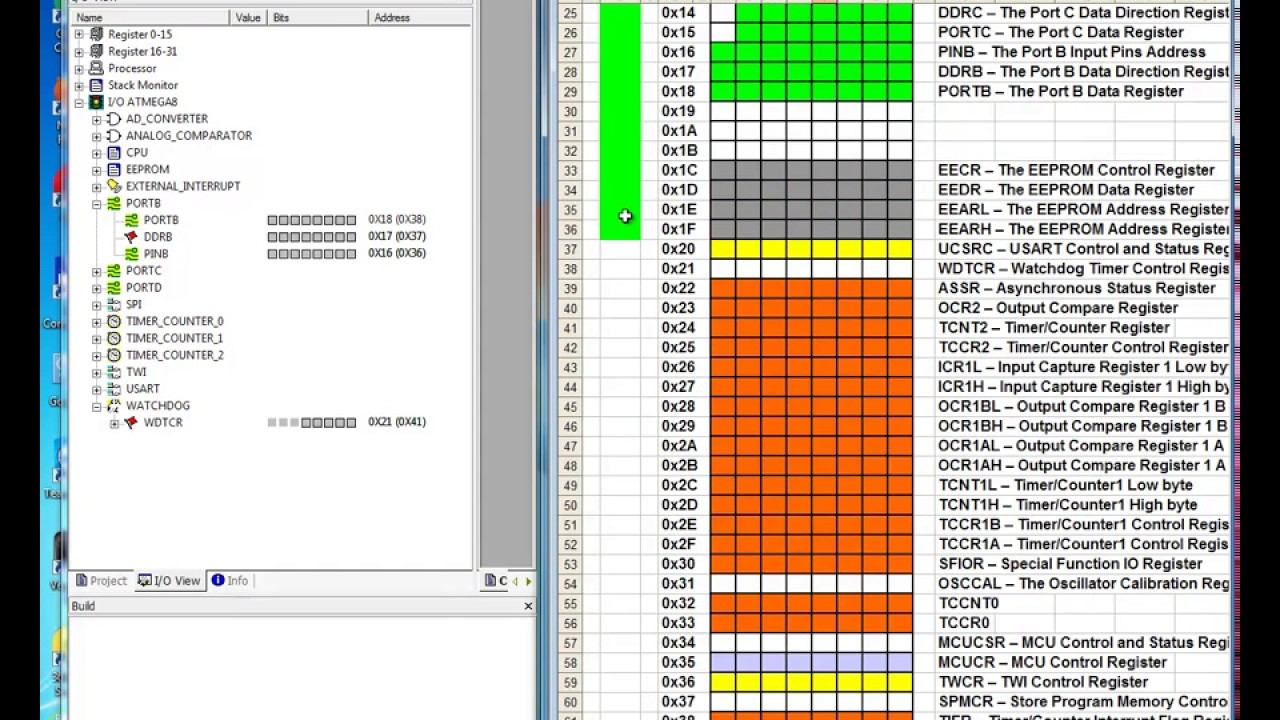Лекция 327. Atmega 8 регистры ввода-вывода