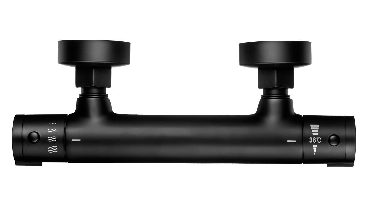 Распаковка черного термостатического смесителя для душа Swedbe Mercury 9025B смотреть онлайн