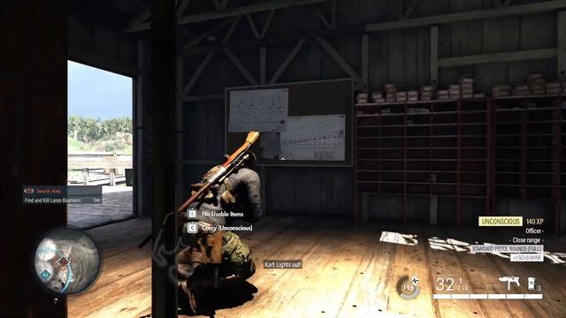 How to Find and Kill Lanzo Baumann burying him in concrete in Festung Guernsey Sniper Elite 5 смотреть онлайн