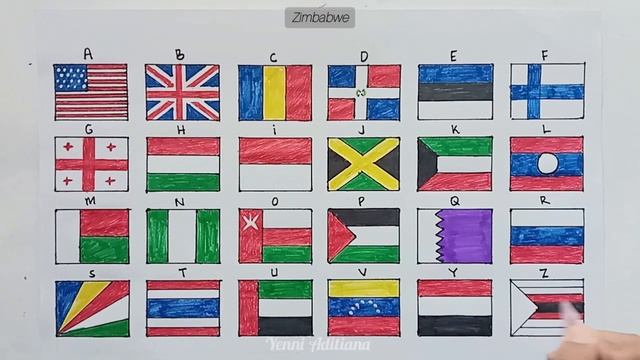 Gambar Bendera Berinisial A-Z - Menggambar Bendera (Z)|| Drawing смотреть онлайн