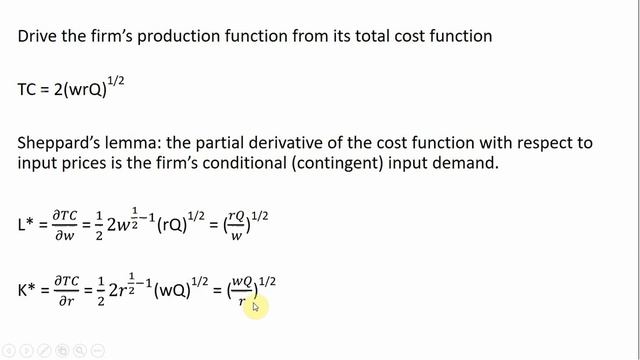 Deriving a Production Function from Cost Function Using Sheppard's Lemma смотреть онлайн