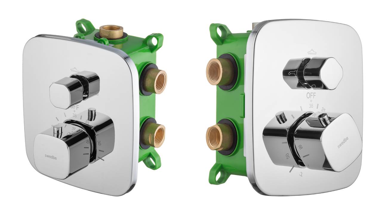 Распаковка встраиваемого термостатического смесителя Swedbe Platta 9032 смотреть онлайн