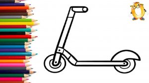 Мультик - раскраска для детей ТРАНСПОРТ. Учимся как рисовать САМОКАТ // ОБУЧАШКА ТВ