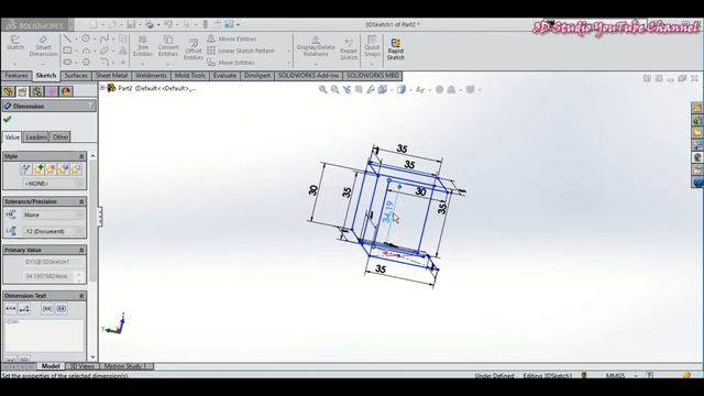 SolidWorks Tutorial # 24 Exercise | 3D Studio | How to use Swept смотреть онлайн