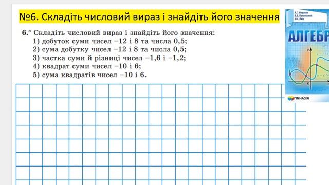 У1. №6_Алгебра 7 клас_Мерзляк 2020 смотреть онлайн