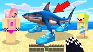 🦈👟ТРАЛАЛЕРО ТРАЛАЛА ПРИПЛЫЛ В НАШУ ДЕРЕВНЮ В МАЙНКРАФТ! ШЕДИ ЛЕСКА И НУБИК MINECRAFT