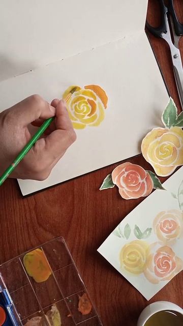 How to paint loose roses with watercolors||#short смотреть онлайн