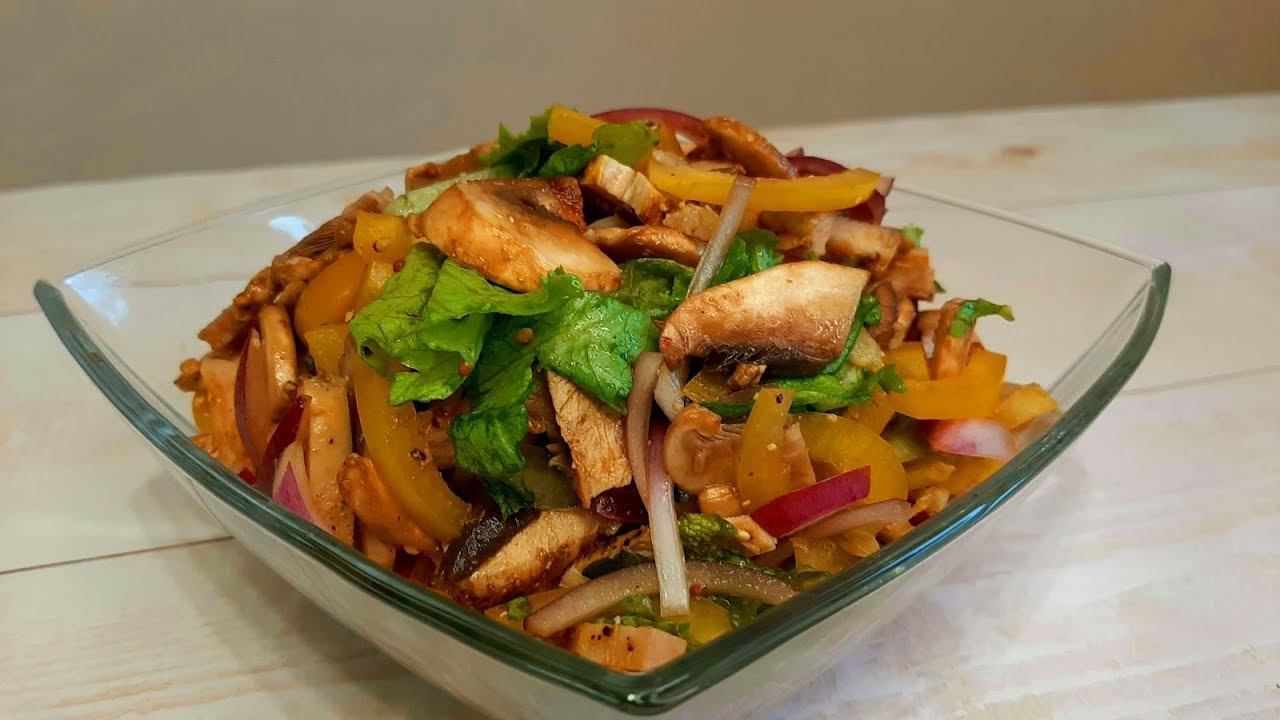 Их можно есть! САЛАТ с СЫРЫМИ шампиньонами с оригинальной легкой заправкой!