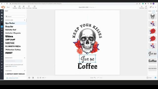 How to make a Skull, Roses and Leopard print Sublimation Design in PicMoneky смотреть онлайн