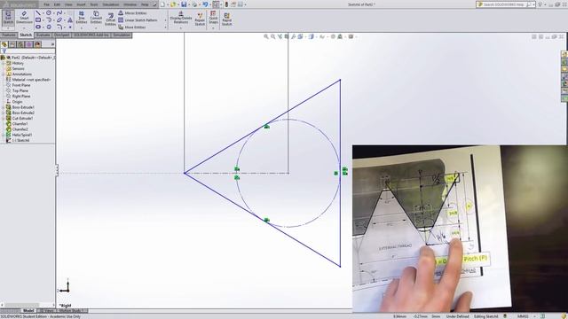 SolidWorks Tutorial | How to create Threads on a Bolt M10 - EXPLAIN - step by step смотреть онлайн