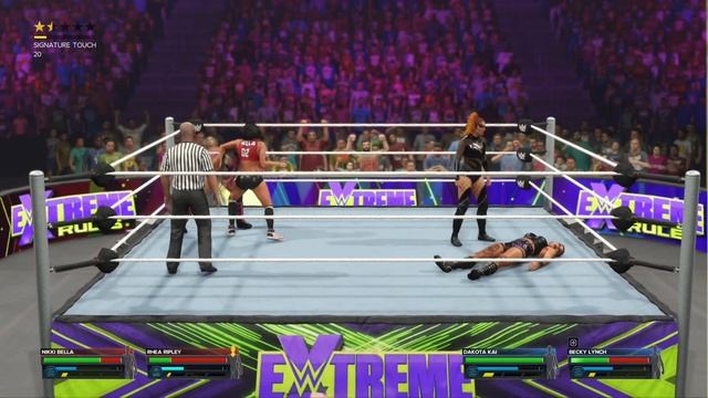 WWE 2K23 - Nikki Bella & Rhea Ripley vs. Dakota Kai & Becky Lynch (Extreme Rules) смотреть онлайн