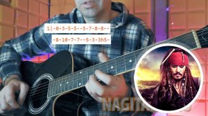 ПИРАТЫ КАРИБСКОГО МОРЯ. На одной струне на гитаре. Разбор с табами для начинающих