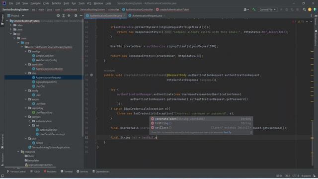 Creating JWT Token Generation / Login Rest API in Spring Boot | Service Booking Project #8 смотреть онлайн