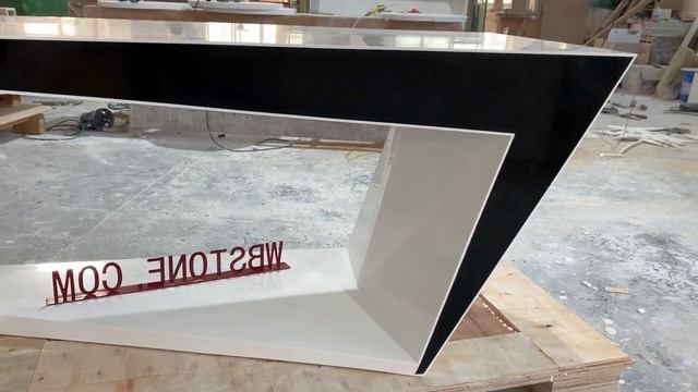 Popular design office desk corian stone black and white color смотреть онлайн