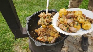 Жаренка из детства в казане на костре