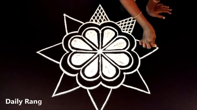 Very Very Easy Rangoli Designs | Simple Muggulu Kolam Rangoli with 3X1 Dots | Simple Kolangal #871 смотреть онлайн