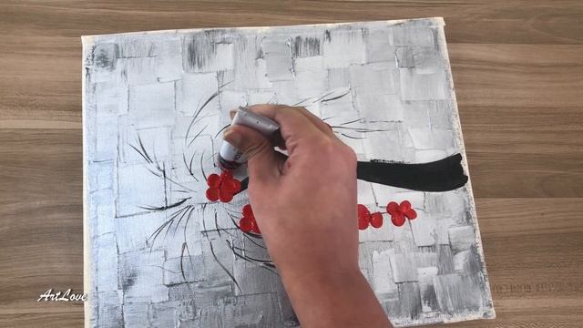 Abstract Acrylic Painting Flowers for Beginners | Easy Techniques demonstration (Daily Art 30) смотреть онлайн