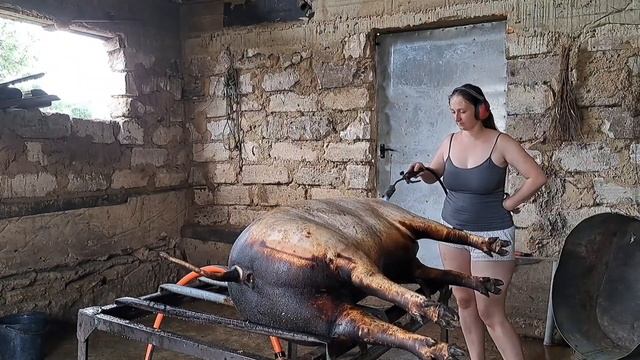 Забій двох свиней. Сальна свиня.Мясна свиня. Шашлик.Базар
