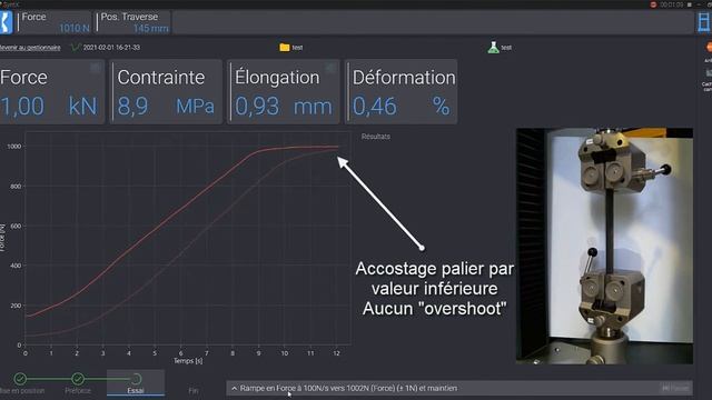 Essai de traction sur éprouvette de composite - machine 3R - logiciel SYNTX смотреть онлайн