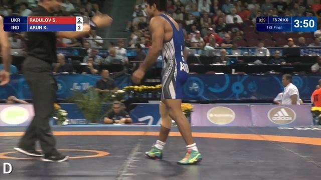 1/8 FS - 70 kg: K. ARUN (IND) df. S. RADULOV (UKR), 5-4 смотреть онлайн