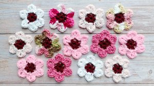 Цветок Сакуры Крючком, Мастер Класс, Как Связать Простой Цветочный Мотив, Цветок Вишни Аппликация